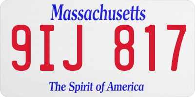 MA license plate 9IJ817