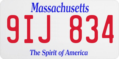 MA license plate 9IJ834