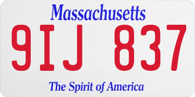 MA license plate 9IJ837