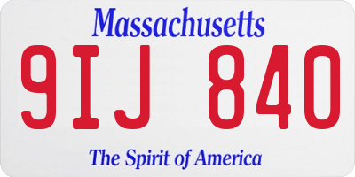 MA license plate 9IJ840