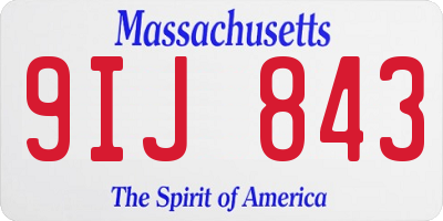 MA license plate 9IJ843