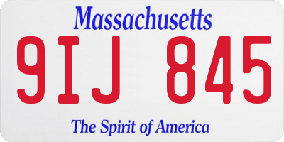 MA license plate 9IJ845