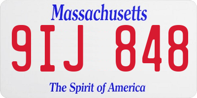 MA license plate 9IJ848