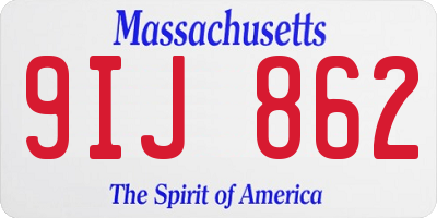 MA license plate 9IJ862