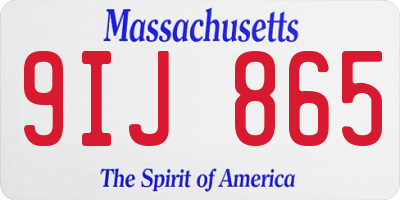 MA license plate 9IJ865