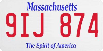 MA license plate 9IJ874