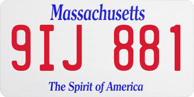 MA license plate 9IJ881