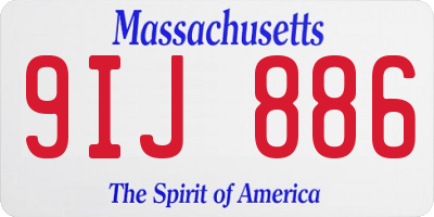 MA license plate 9IJ886
