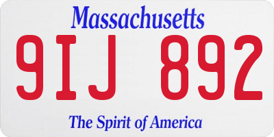 MA license plate 9IJ892