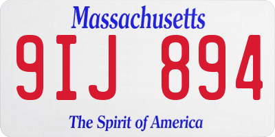 MA license plate 9IJ894