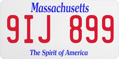 MA license plate 9IJ899