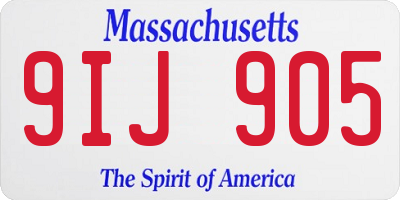 MA license plate 9IJ905