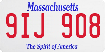 MA license plate 9IJ908