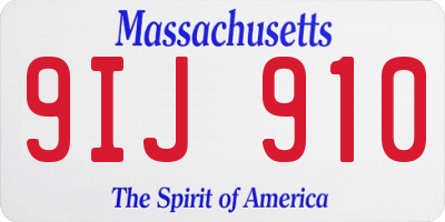 MA license plate 9IJ910