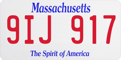 MA license plate 9IJ917