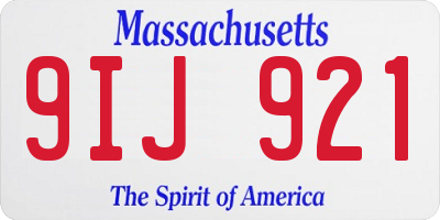 MA license plate 9IJ921