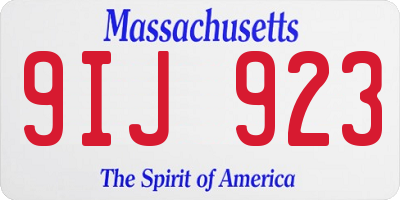 MA license plate 9IJ923