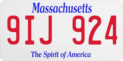 MA license plate 9IJ924