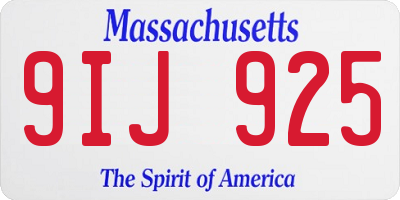 MA license plate 9IJ925