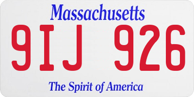 MA license plate 9IJ926