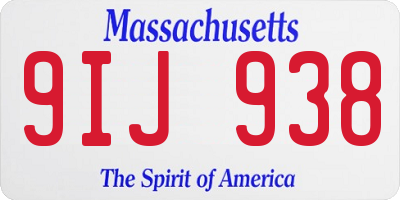 MA license plate 9IJ938