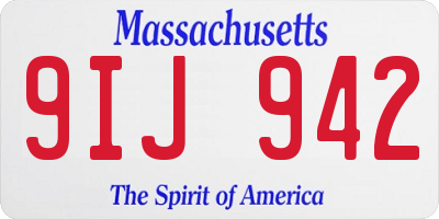 MA license plate 9IJ942