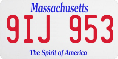 MA license plate 9IJ953