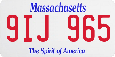 MA license plate 9IJ965