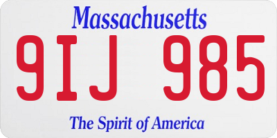 MA license plate 9IJ985