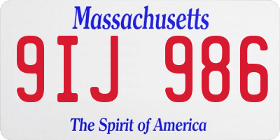 MA license plate 9IJ986
