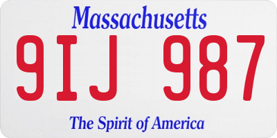 MA license plate 9IJ987