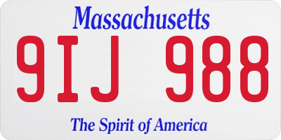 MA license plate 9IJ988