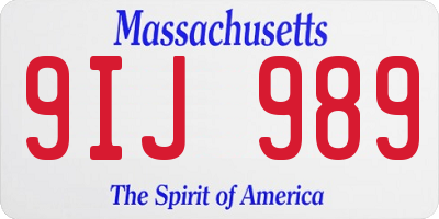 MA license plate 9IJ989