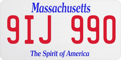 MA license plate 9IJ990