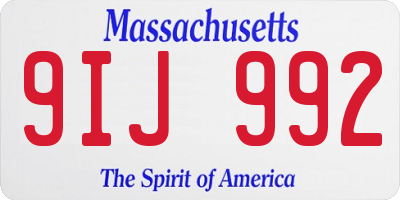 MA license plate 9IJ992