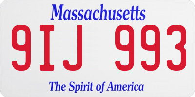 MA license plate 9IJ993