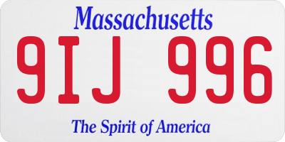 MA license plate 9IJ996