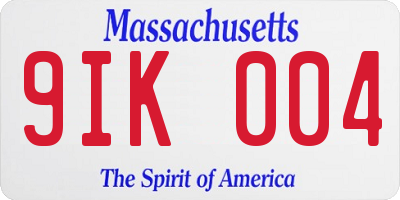 MA license plate 9IK004