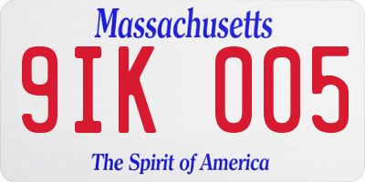 MA license plate 9IK005