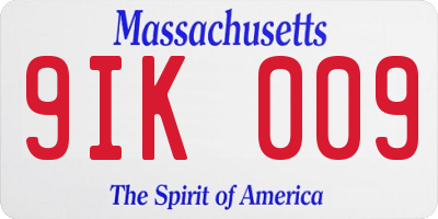 MA license plate 9IK009