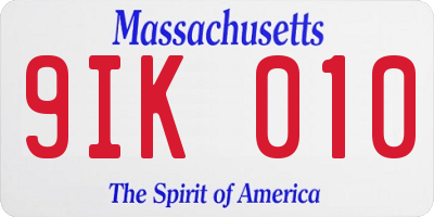 MA license plate 9IK010