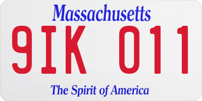 MA license plate 9IK011
