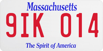 MA license plate 9IK014