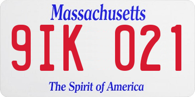 MA license plate 9IK021