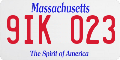 MA license plate 9IK023