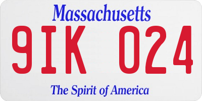 MA license plate 9IK024