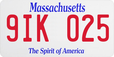 MA license plate 9IK025