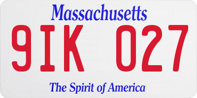 MA license plate 9IK027