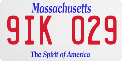 MA license plate 9IK029