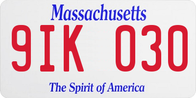 MA license plate 9IK030